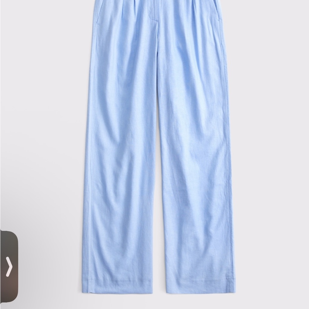 Abercrombie & Fitch Sloane Low Rise Tailored Linen Blend Wide Leg Trouser Pants - Picture 6 of 10